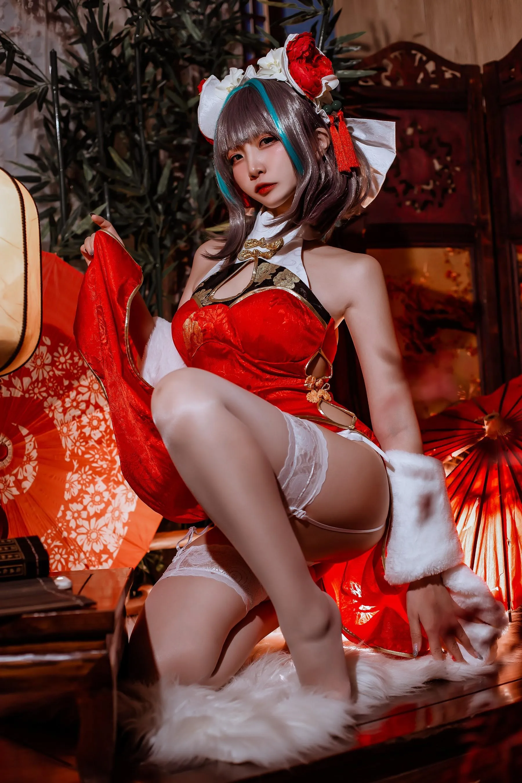 二佐Nisa – NO.151 碧蓝柴郡旗袍 [33P]插图4